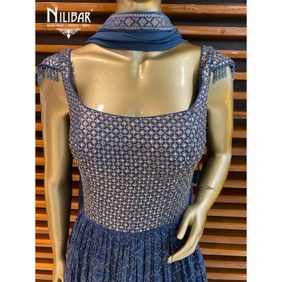 Spruce Blue Chifon Anarkali Suit