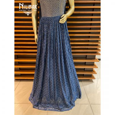 Spruce Blue Chifon Anarkali Suit