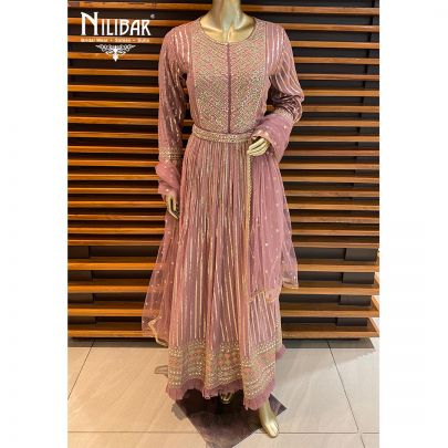 Velvet Rose Pink Chiffon Anarkali Suit