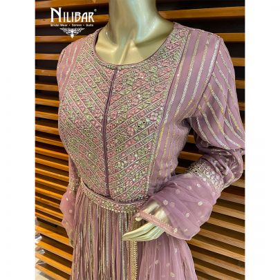 Velvet Rose Pink Chiffon Anarkali Suit