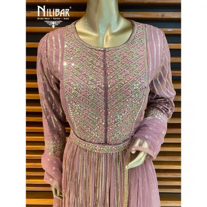 Velvet Rose Pink Chiffon Anarkali Suit