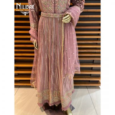 Velvet Rose Pink Chiffon Anarkali Suit