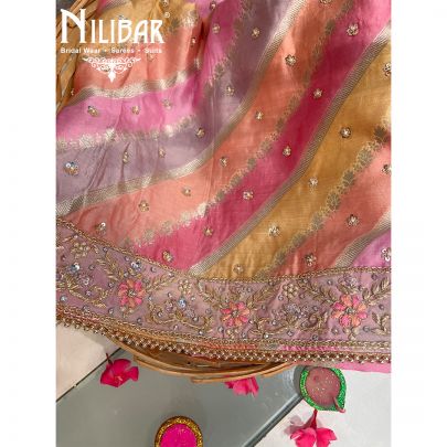 Pink Multi Color Silk Unstitched Suit