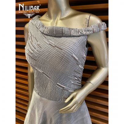 Silver Grey Silk Gown