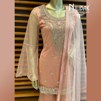 Rose Pink Soft Net Garara Suit