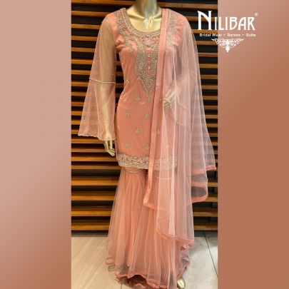 Rose Pink Soft Net Garara Suit