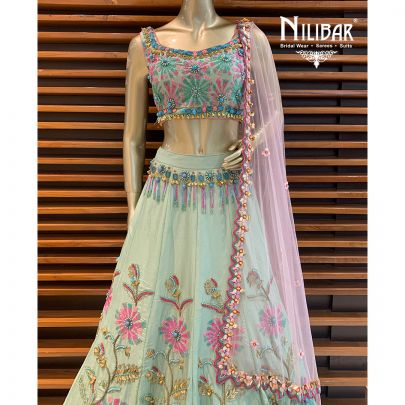 Pistachio Green Silk Lehenga