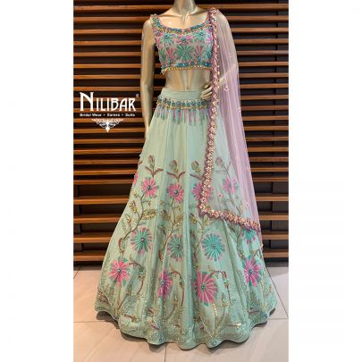 Pistachio Green Silk Lehenga