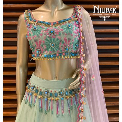 Pistachio Green Silk Lehenga
