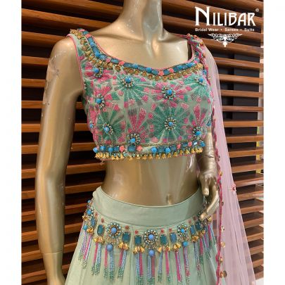 Pistachio Green Silk Lehenga