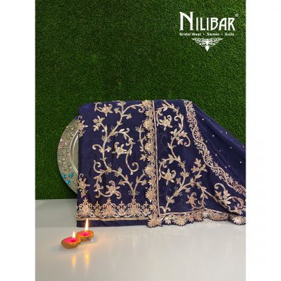 Dark Blue Silk Unstitched Suit