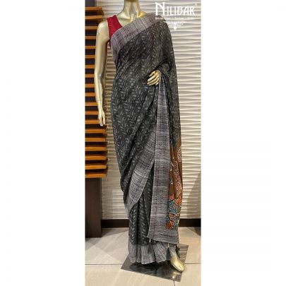 Grey Georgette Stitched Saree