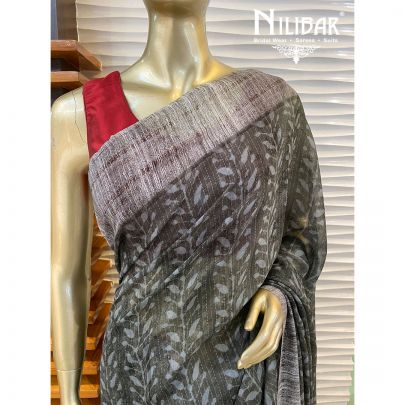 Grey Georgette Stitched Saree