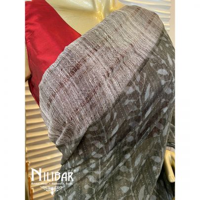 Grey Georgette Stitched Saree