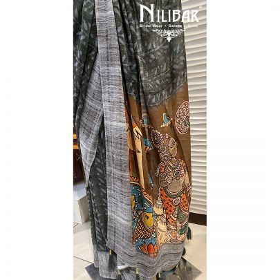 Grey Georgette Stitched Saree