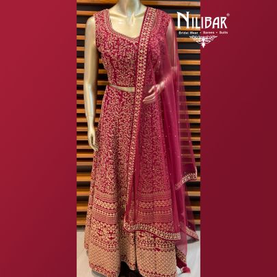 Tomato Red Silk Bridal Lehenga