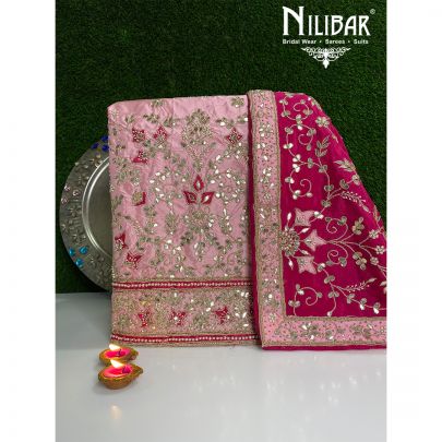Pink Silk Unstitched Suit