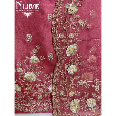 Flamingo Pink Silk Unstitched Suit