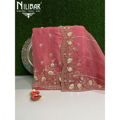 Flamingo Pink Silk Unstitched Suit