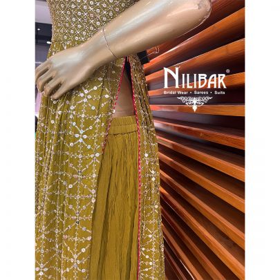 Oilve Green Georgette Bandhani Print Palazzo Suit