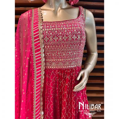 Hot Pink Georgette Garara Suit