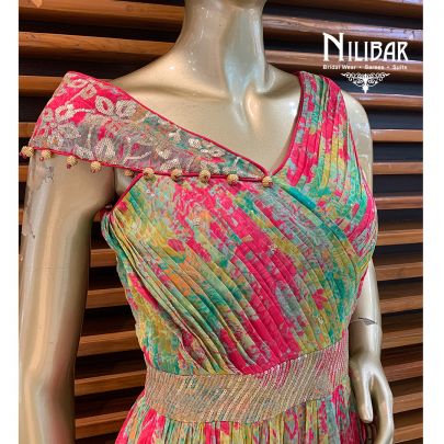 Magenta Georgette Printed Jumpsuit