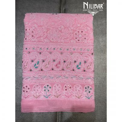 Pink Cotton and Chinon Unstitched Suit