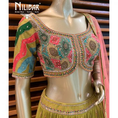 Mehendi Green Silk Lehenga