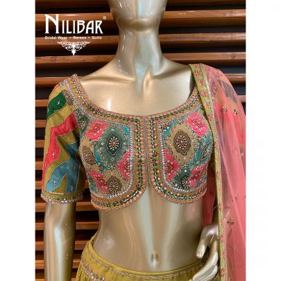 Mehendi Green Silk Lehenga