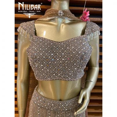 Grey Georgette Crop Top Palazzos