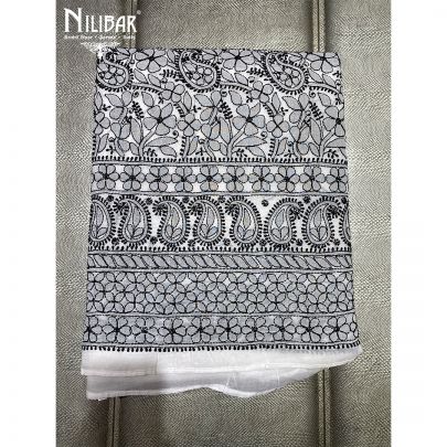 Black and White Cotton and Chinon Unstitched Suit