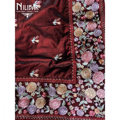 Mahogany Red Velvet Dupatta