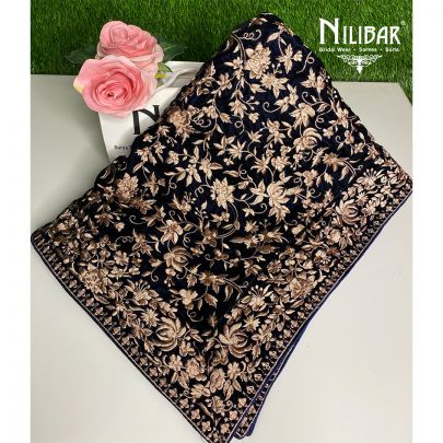 Royal Blue Velvet Dupatta