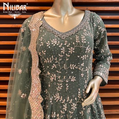 Olive Green Georgette Anarkali Suit