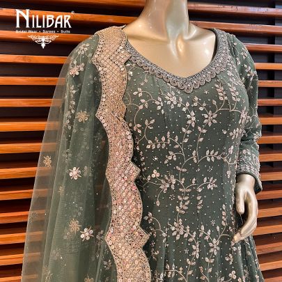 Olive Green Georgette Anarkali Suit