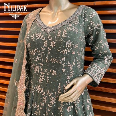 Olive Green Georgette Anarkali Suit