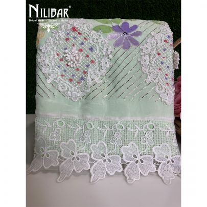Sea Green Organza Unstitched Suit