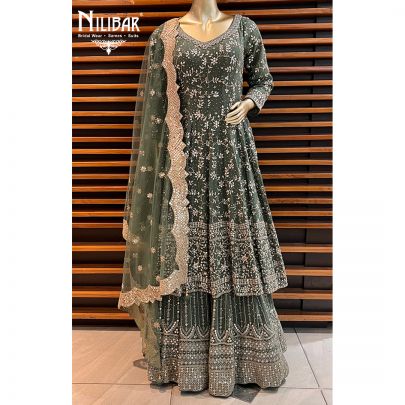 Olive Green Georgette Anarkali Suit