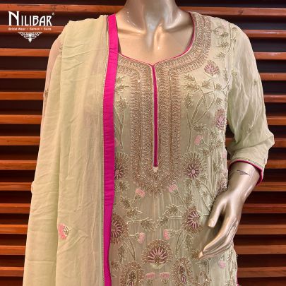 Lime Green Georgette Indo Western One Piece