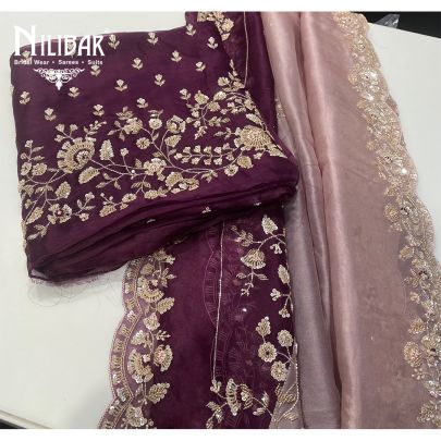 Purple Organza Unstitched Suit