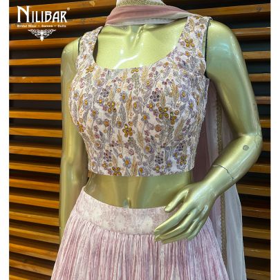 Lavender Chinon Casual Lehenga