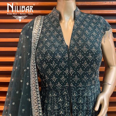 Pine Green Georgette Palazzo Suit