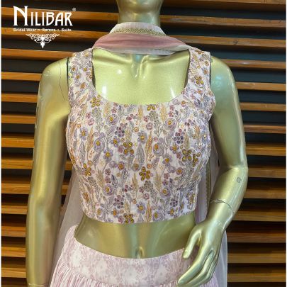 Lavender Chinon Casual Lehenga