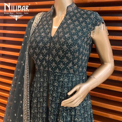 Pine Green Georgette Palazzo Suit