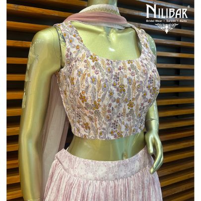 Lavender Chinon Casual Lehenga