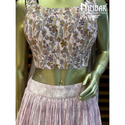 Lavender Chinon Casual Lehenga