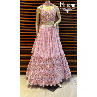 Lavender Chinon Casual Lehenga