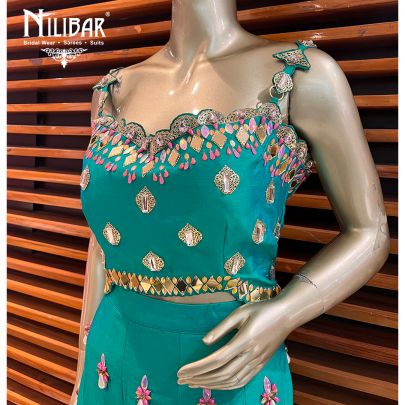 Bottle Green Raw Silk Indo Western Dress