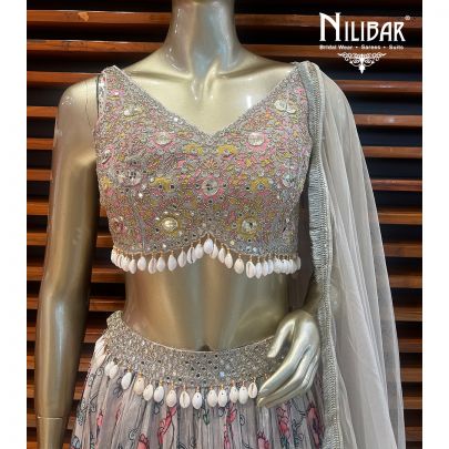 Fog Gray Silk Casual Lehenga