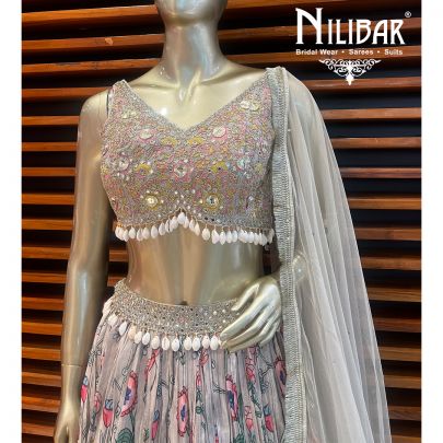 Fog Gray Silk Casual Lehenga